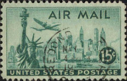 USA Avion Obl Yv: 37 Mi:561 Statue De La Liberté & New-York (TB Cachet Rond) - Denkmäler