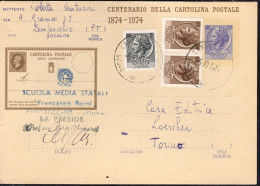 SIRACUSANA TRICOLORE SU INTERO CARTOLINA POSTALE L.55- DA " LAMPORECCHIO*5.10.1976* - 1971-80: Storia Postale