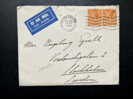 GRANDE BRETAGNE TWO PENCE SUR ENVELOPPE SOUTHAMPTON 1934 POUR STOCKHOLM - Briefe U. Dokumente