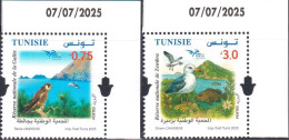 2025/Tunisie/Euromed Postal/Réserves Naturelles Méditerranéennes :Faune & Flore/série Complète 2V Coin Daté - MNH****** - Inseln