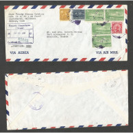 CUBA. 1956 (25 Ene) Reparto Almendares - Canada, Manitoba (27 Ene) Registered Air Multifkd Legal Size Envelope, Tied Lil - Other & Unclassified