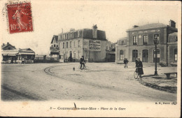 CP CPA Carte Postale Ancienne 14 Calvados Courseulles Sur Mer Place De La Gare B.F Paris 8 - Courseulles-sur-Mer