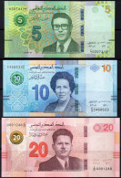 Lot De 3 Billets Neufs :5 DT 2022-10 DT 2020 Et 20 DT 2017 - Tunisia