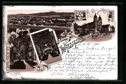 Lithographie Waldsassen, Hochaltar Der Kirche, Pfarrhaus, Gesamtansicht - Waldsassen