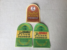 Drie Oude Bier Etiketten Van Brouwerij Piedboeuf Uit Jupille - Bier