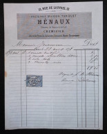 Facture, Chemisier, 1878, Ancienne Maison Turquet, Hénaux Neveu & Successeur, Paris, 12 Rue De Louvois, Frais Fr 1.95 E - 1800 – 1899