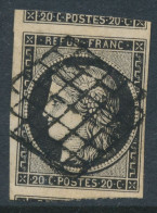 FRANCE 20C NOIR SUR JAUNE BEL EXEMPLAIRE DEUX VOISINS - 1849-1850 Ceres