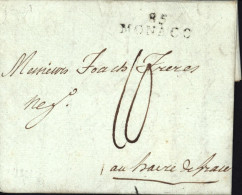Alpes Maritimes Monaco Marque Postale 85 MONACO Noir 30x9 Lenain I18 = 360 € Lettre De Port Maurice 12 SEPT 1801 - ...-1885 Precursori