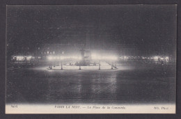 FRANCE, Postcard RPPC, Night Paris, Place De La Concorde - Paris By Night