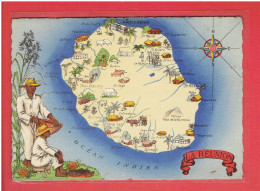 L ILE DE LA REUNION 1942 ILLUSTRATEUR JYLBERT CARTE GEOGRAPHIQUE EDITEURS M. BARRE ET J. DAYEZ - Réunion