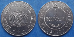 BOLIVIA - 1 Boliviano 2017 KM# 217 Monetary Reform (1987) - Edelweiss Coins - Bolivie