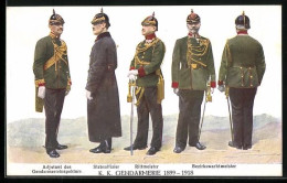 AK K. K. Gendarmerie 1899 - 1918, Uniformen Versch. Dienstgrade - Policia – Gendarmería