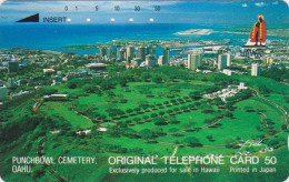 Télécarte JAPON / 110-28503 - Site HAWAII USA / Série Logo ROI - CIMETIERE / PUNCHBOWL CEMETERY - JAPAN Free Phonecard - Landschaften