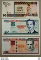 Cuba - 500 Pesos 2022 + 1000 Pesos 2021 + 10 Pesos Convertibles 2008 (66,30 € Change - Set High Values ) !! - Cuba