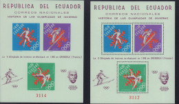 ECUADOR 1966 GRENOBLE WINTER OLIMPYC PERFORATE + IMPERFORATE SHEET MINT MNH - Ecuador