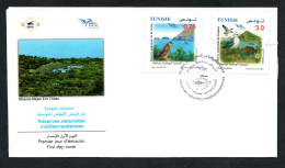 2025- Tunisie - Euromed Postal : Réserves Naturelles Méditerranéennes: Poisson- Oiseau- Faucon- Fleur- Montagne– Mer FDC - Inseln