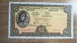 Ireland，5 Pounds，1975，pick 65c，GEM UNC Condition - Ireland