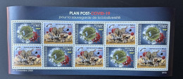 Mali 2022 Mi. ? M/S Faune Fauna COVID-19 Biodiversité Hippopotame Oiseau éléphant Singe Girafe Lion Zèbre Panthère - Elephants