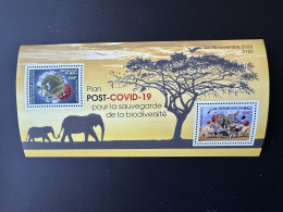 Mali 2022 Mi. Bl. ? Faune Fauna COVID-19 Biodiversité Hippopotame Oiseau éléphant Singe Girafe Lion Zèbre Panthère - Eagles & Birds Of Prey