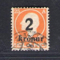 1924-26 Islanda, N. 110 - 2 K. Su 25 A. - Usato Certificato Raybaudi - Sonstige & Ohne Zuordnung