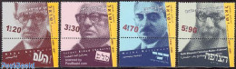Israel 2002 Political Journalists 4v, Mint NH, History - Newspapers & Journalism - Nuevos (con Tab)