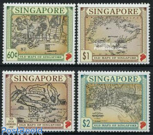 Singapore 1996 Old Maps 4v, Mint NH, Various - Maps - Geographie