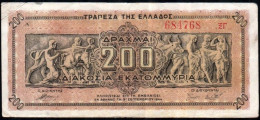 Greece, 200.000.000 Drachmai 9-9-1944, P-131 Suffix Letters - Large - Numbers - Grèce