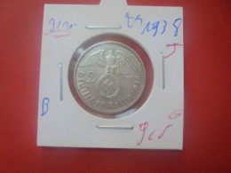 3eme REICH 2 MARK 1938 "J" ARGENT (A.3) - 2 Reichsmark