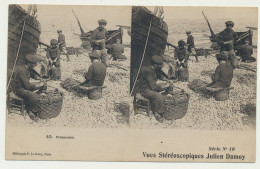 Carte Fantaisie - Métier - Pêcheurs Mer - Préparatifs - Animée  - Vues Stéréoscopiques Julien DAMOY (1844-1941) - Stereoskopie