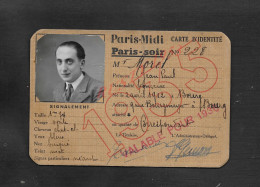 ANCIENNE CARTE DE PRESSE 1935 PHOTO PARIS MIDI DE MOREL JEAN PAUL NÉ 1912 À BOURG GIRONDE PARIS SOIR RARE : - Other & Unclassified
