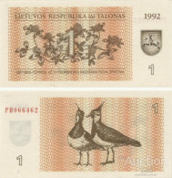 Lithuania. 1 Talonas 1992. (P-39).  UNC! - Lithuania