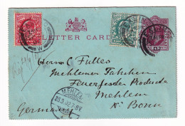 Postal Stationery 1902 London Ealing England Mehlem Bonn Deutschland Germany Stamps King Edward VII - Stamped Stationery, Airletters & Aerogrammes