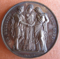 Médaille Religieuse De Mariage En Argent , Attribuée à Nicolas Weber Et Marie Sophie Caubel Unis Le 27 Novembre 18383 - Religion & Esotericism