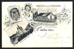 AK Maria Zell, Panorama-Fotograf Rögl, Gnadenbild, Wallfahrtskirche - Autres & Non Classés
