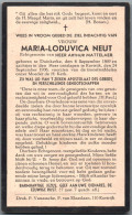 Bidprentje Duinkerke - Neut Maria Loduvica (1869-1936) - Devotion Images