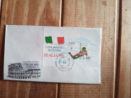 Football Cup 1990. Fdc Cuba Yv Bloc 117.1990.italy.e8 Reg Post Up To 50 Gram By August - 1990 – Italië