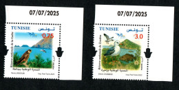 2025- Tunisie - Euromed : Réserves Naturelles Méditerranéennes : Poisson - Oiseau- Faucon - Fleur- Montagne – Coin Daté - Inseln