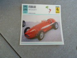 Voitures De Course - Ferrari 500 F2 & 625 F1 - Moteur 4 Cylindres En Ligne Tout Alu à Bloc - Italie - Fiche Technique- - Deportes