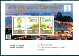 Japón - Japan 2014 Souvenir Sheet For The FIFA World Cup In Brazil. Official Emblem And Mascot. - 2014 – Brazilië