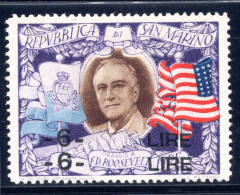 Roosevelt Lire 6 Su 5 N. 309b Doppia Soprastampa - Nuovi