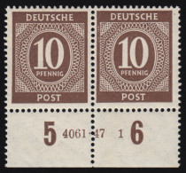 918HAN Ziffer 10 Pf Unterrandpaar Mit HAN 4061.47 1, Ungefaltet Postfrisch ** - Mint