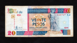 CUBA 20 PESOS CONVERTIBLES CUC 2006 F/MBC BILLETE REEMPLAZO, DE REPOSICIÓN O REPLACEMENT Serie 026727 - Cuba
