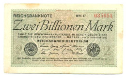 Germany Weimar Republic Reichsbanknote 2 Billionen Mark 5.11. 1923 VF Rosenberg #132c RARE - 2 Billionen Mark
