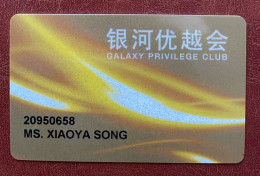 Macao Galaxy Privilege Club, Backside With Photo - Casino Cards