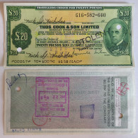 Great Britain & Ireland 20 Pounds Thos Cook & Son Limited 19xx Travellers Cheque - Ireland