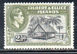 GILBERT & ED ELLICE ISLANDS 1939 KING GEORGE VI ISLANDER'S HOUSE 2 1/2p MNH - Islas Gilbert Y Ellice (...-1979)