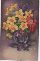 Jolie Carte Illustrée : Bouquet De Printemps De Primevères Et De Narcisses - Flowers