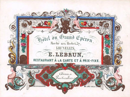 Carte Porcelaine - Porseleinkaart  -hotel Du Grand Eperon - Marché Aux Herbes  37 - A Bruxelles - - Porzellan