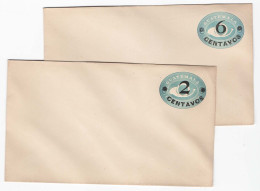Guatemala 1898 Postal Envelope Embossed Posthorn 6c On 5c Blue, Ditto 2c On 5c - Guatemala