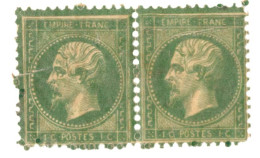 France 1853 Napoleon 1c Perf Essay Pair In Deep Green On V Thin Goldblatte - Neufs